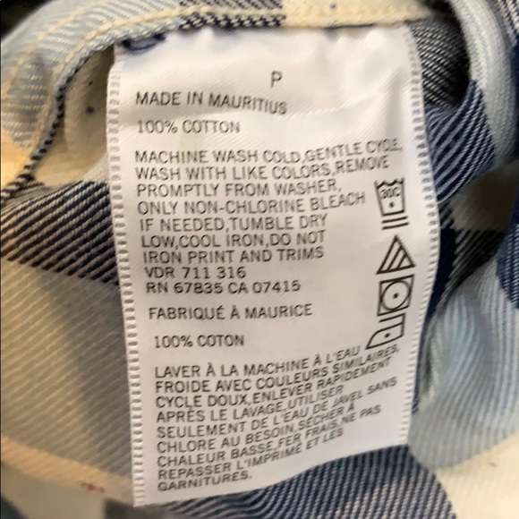 Nautica Slim Fit Blue & Cream Checked Long Sleeve Button Down Shirt, SMALL - Picture 6 of 6